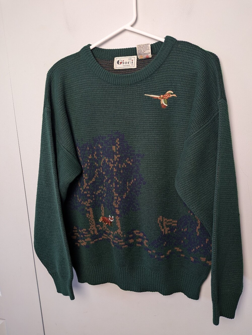 VTG 80' GIONI Crewneck Men Unisex Tricot Size Small Made In Korea 100% Acrylic